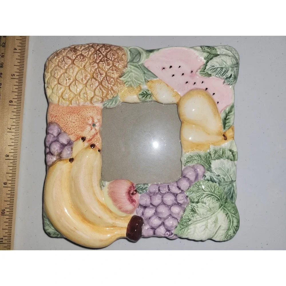 Vintage Ceramic Fruit Theme Picture Frame Kitchen Cottage‎ Terragraphics 6.5 X 7